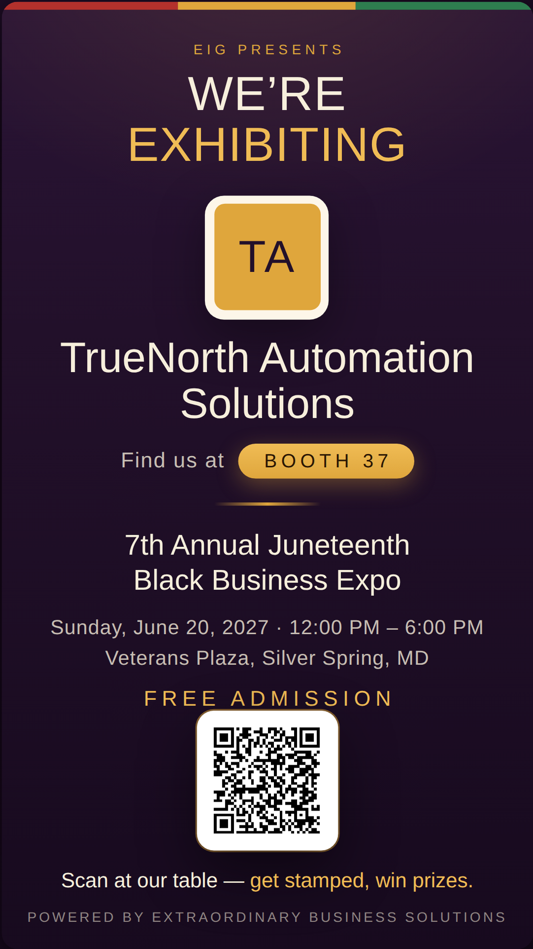Vertical story graphic announcing TrueNorth Automation Solutions at Booth 37
